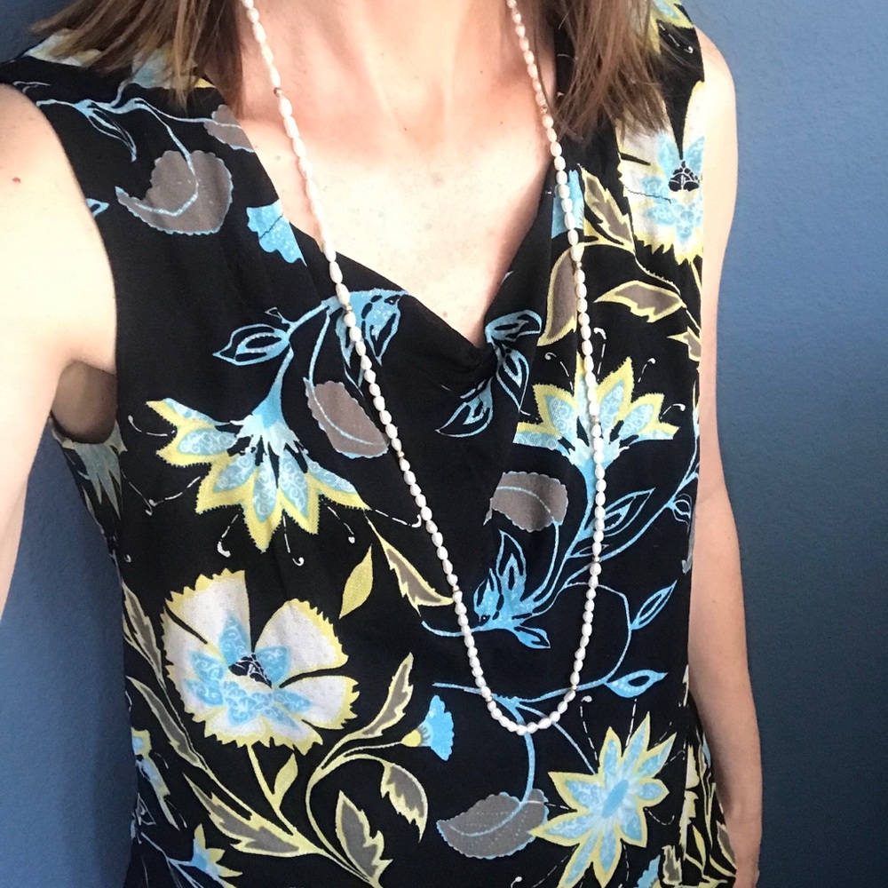 36” freshwater pearl necklace with gold beads